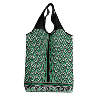 New Zealand Maori Niho Taniwha Grocery Bag Kakariki Mangopare and Puhoro Pattern
