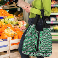 New Zealand Maori Niho Taniwha Grocery Bag Kakariki Mangopare and Puhoro Pattern