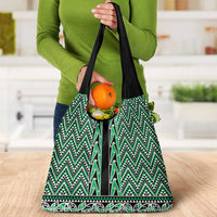 New Zealand Maori Niho Taniwha Grocery Bag Kakariki Mangopare and Puhoro Pattern