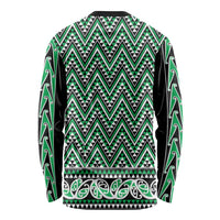 New Zealand Maori Niho Taniwha Long Sleeve Shirt Kakariki Mangopare and Puhoro Pattern LT9 - Polynesian Pride