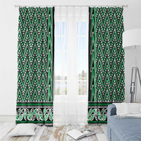 New Zealand Maori Niho Taniwha Window Curtain Kakariki Mangopare and Puhoro Pattern