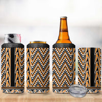 New Zealand Maori Niho Taniwha 4 in 1 Can Cooler Tumbler Karaka Mangopare and Puhoro Pattern