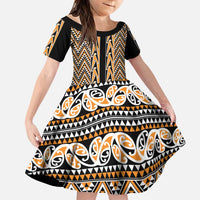 New Zealand Maori Niho Taniwha Family Matching Puletasi and Hawaiian Shirt Karaka Mangopare and Puhoro Pattern