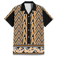 New Zealand Maori Niho Taniwha Family Matching Summer Maxi Dress and Hawaiian Shirt Karaka Mangopare and Puhoro Pattern LT9 Dad's Shirt - Short Sleeve Gold - Polynesian Pride