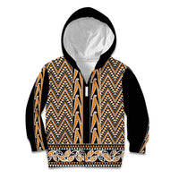 New Zealand Maori Niho Taniwha Kid Hoodie Karaka Mangopare and Puhoro Pattern