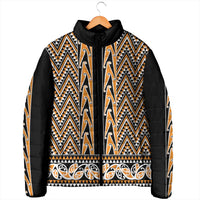 New Zealand Maori Niho Taniwha Padded Jacket Karaka Mangopare and Puhoro Pattern - Polynesian Pride
