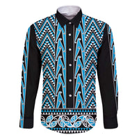 New Zealand Maori Niho Taniwha Family Matching Off The Shoulder Long Sleeve Dress and Hawaiian Shirt Kikorangi Mangopare and Puhoro Pattern