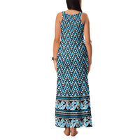 New Zealand Maori Niho Taniwha Family Matching Tank Maxi Dress and Hawaiian Shirt Kikorangi Mangopare and Puhoro Pattern