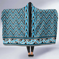 New Zealand Maori Niho Taniwha Hooded Blanket Kikorangi Mangopare and Puhoro Pattern LT9 One Size Blue - Polynesian Pride