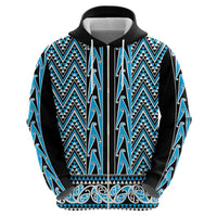 New Zealand Maori Niho Taniwha Hoodie Kikorangi Mangopare and Puhoro Pattern