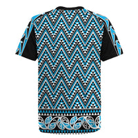 New Zealand Maori Niho Taniwha Rugby Jersey Kikorangi Mangopare and Puhoro Pattern