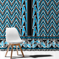 New Zealand Maori Niho Taniwha Window Curtain Kikorangi Mangopare and Puhoro Pattern