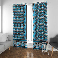 New Zealand Maori Niho Taniwha Window Curtain Kikorangi Mangopare and Puhoro Pattern