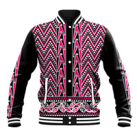 New Zealand Maori Niho Taniwha Baseball Jacket Mawhero Mangopare and Puhoro Pattern LT9 Unisex Pink - Polynesian Pride