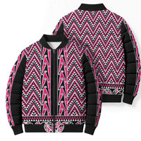 New Zealand Maori Niho Taniwha Bomber Puffer Jacket Mawhero Mangopare and Puhoro Pattern - Polynesian Pride