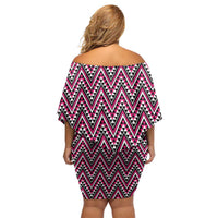 New Zealand Maori Niho Taniwha Family Matching Off Shoulder Short Dress and Hawaiian Shirt Mawhero Mangopare and Puhoro Pattern