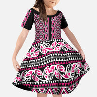 New Zealand Maori Niho Taniwha Family Matching Short Sleeve Bodycon Dress and Hawaiian Shirt Mawhero Mangopare and Puhoro Pattern