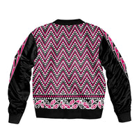 New Zealand Maori Niho Taniwha Sleeve Zip Bomber Jacket Mawhero Mangopare and Puhoro Pattern