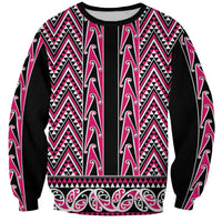 New Zealand Maori Niho Taniwha Sweatshirt Mawhero Mangopare and Puhoro Pattern LT9 Unisex Pink - Polynesian Pride