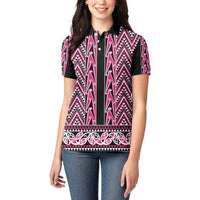 New Zealand Maori Niho Taniwha Women Polo Shirt Mawhero Mangopare and Puhoro Pattern