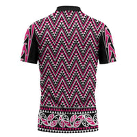 New Zealand Maori Niho Taniwha Zipper Polo Shirt Mawhero Mangopare and Puhoro Pattern - Polynesian Pride
