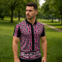 New Zealand Maori Niho Taniwha Zipper Polo Shirt Mawhero Mangopare and Puhoro Pattern - Polynesian Pride