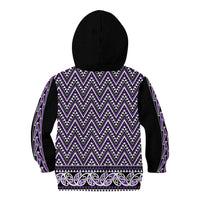 New Zealand Maori Niho Taniwha Kid Hoodie Waiporopo Mangopare and Puhoro Pattern