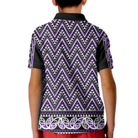 New Zealand Maori Niho Taniwha Kid Polo Shirt Waiporopo Mangopare and Puhoro Pattern