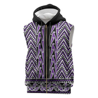 New Zealand Maori Niho Taniwha Sleeveless Zip Hoodie Waiporopo Mangopare and Puhoro Pattern LT9 Purple - Polynesian Pride