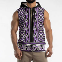 New Zealand Maori Niho Taniwha Sleeveless Zip Hoodie Waiporopo Mangopare and Puhoro Pattern LT9 - Polynesian Pride