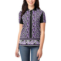 New Zealand Maori Niho Taniwha Women Polo Shirt Waiporopo Mangopare and Puhoro Pattern