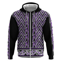 New Zealand Maori Niho Taniwha Zip Hoodie Waiporopo Mangopare and Puhoro Pattern LT9 Zip Hoodie Purple - Polynesian Pride