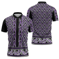 New Zealand Maori Niho Taniwha Zipper Polo Shirt Waiporopo Mangopare and Puhoro Pattern - Polynesian Pride