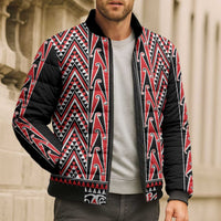 New Zealand Maori Niho Taniwha Bomber Puffer Jacket Whero Mangopare and Puhoro Pattern - Polynesian Pride