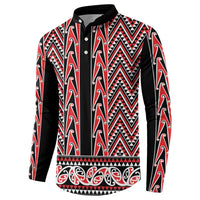 New Zealand Maori Niho Taniwha Button Sweatshirt Whero Mangopare and Puhoro Pattern LT9 - Polynesian Pride