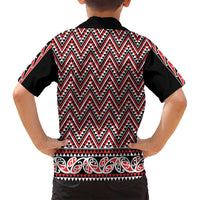 New Zealand Maori Niho Taniwha Family Matching Long Sleeve Bodycon Dress and Hawaiian Shirt Whero Mangopare and Puhoro Pattern