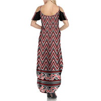 New Zealand Maori Niho Taniwha Family Matching Summer Maxi Dress and Hawaiian Shirt Whero Mangopare and Puhoro Pattern