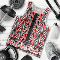 New Zealand Maori Niho Taniwha Men Tank Top Whero Mangopare and Puhoro Pattern LT9 - Polynesian Pride