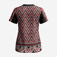 New Zealand Maori Niho Taniwha Scrub Top Whero Mangopare and Puhoro Pattern - Polynesian Pride