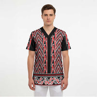 New Zealand Maori Niho Taniwha Scrub Top Whero Mangopare and Puhoro Pattern - Polynesian Pride