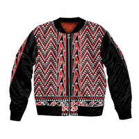 New Zealand Maori Niho Taniwha Sleeve Zip Bomber Jacket Whero Mangopare and Puhoro Pattern