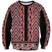 New Zealand Maori Niho Taniwha Sweatshirt Whero Mangopare and Puhoro Pattern LT9 Unisex Red - Polynesian Pride