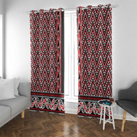 New Zealand Maori Niho Taniwha Window Curtain Whero Mangopare and Puhoro Pattern