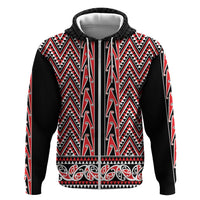 New Zealand Maori Niho Taniwha Zip Hoodie Whero Mangopare and Puhoro Pattern