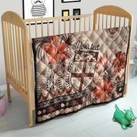 Vintage Bula Fiji Personalised Quilt Beige Hibiscus Tapa Pattern