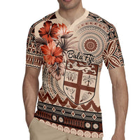 Vintage Bula Fiji Personalised Rugby Jersey Beige Hibiscus Tapa Pattern
