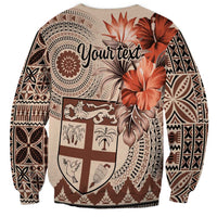 Vintage Bula Fiji Personalised Sweatshirt Beige Hibiscus Tapa Pattern