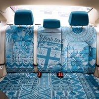 Vintage Bula Fiji Personalised Back Car Seat Cover Blue Hibiscus Tapa Pattern LT9