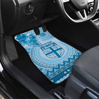 Vintage Bula Fiji Personalised Car Mats Blue Hibiscus Tapa Pattern LT9
