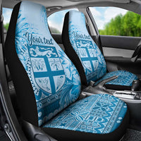 Vintage Bula Fiji Personalised Car Seat Cover Blue Hibiscus Tapa Pattern LT9